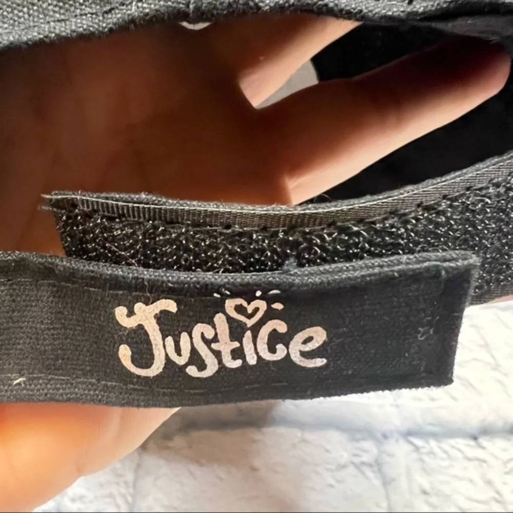 Justice glitter hat with the letter 